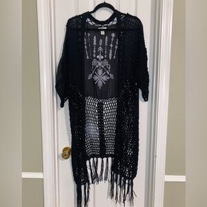 Westbound Black Crochet Kimono